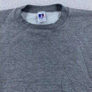 Vintage Rayon Tri-Blend Russell Athletic Sweatshirt Mens XS Blank Gray Crewneck